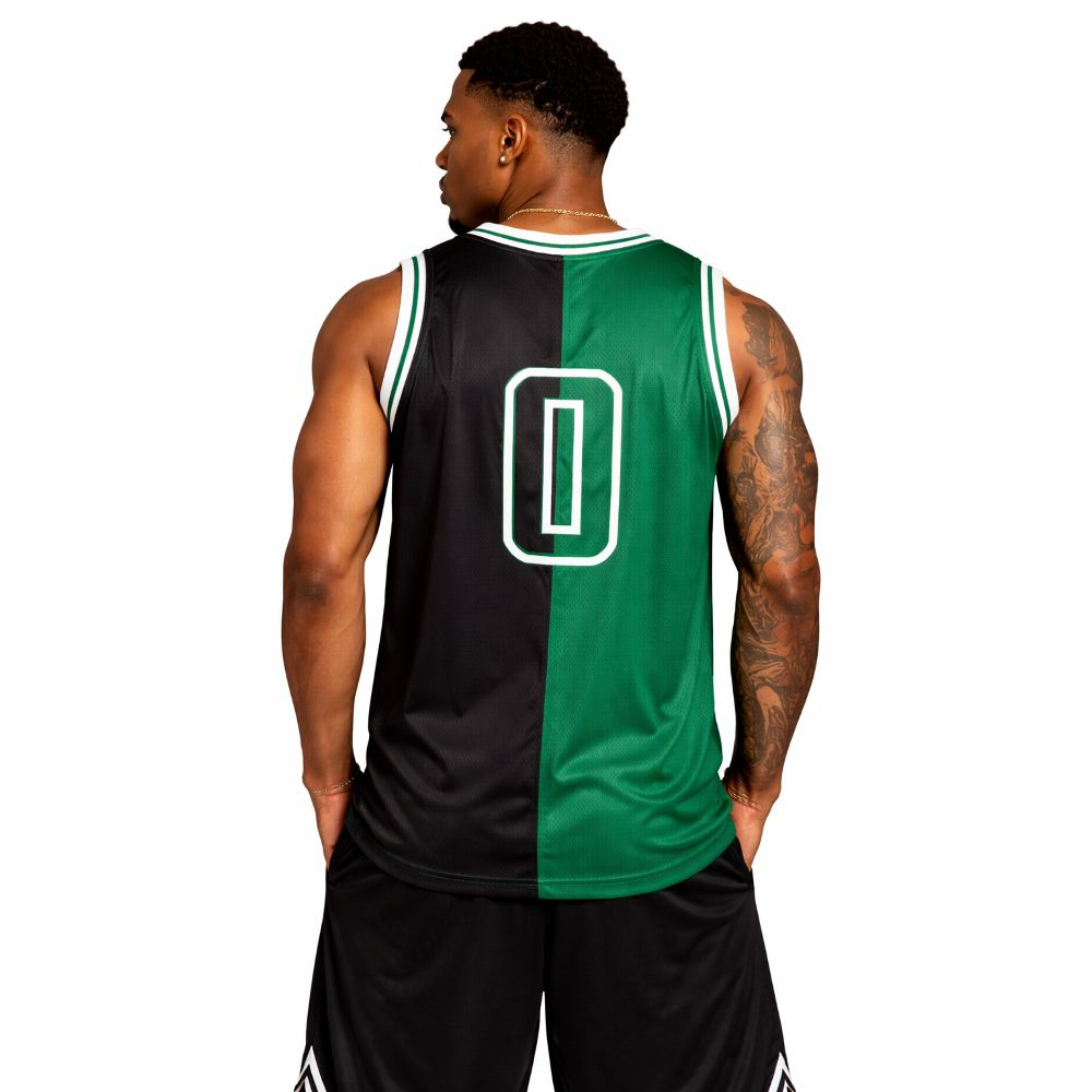 Two Tone Green and Black Mesh Basketball Jersey
